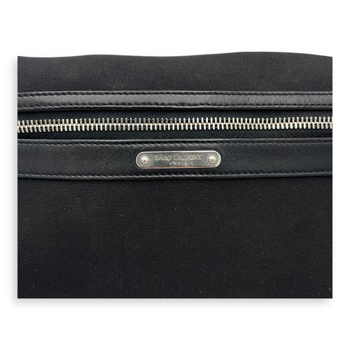Saint Laurent City Belt Bag Black in Canvas, Silver hardware_9