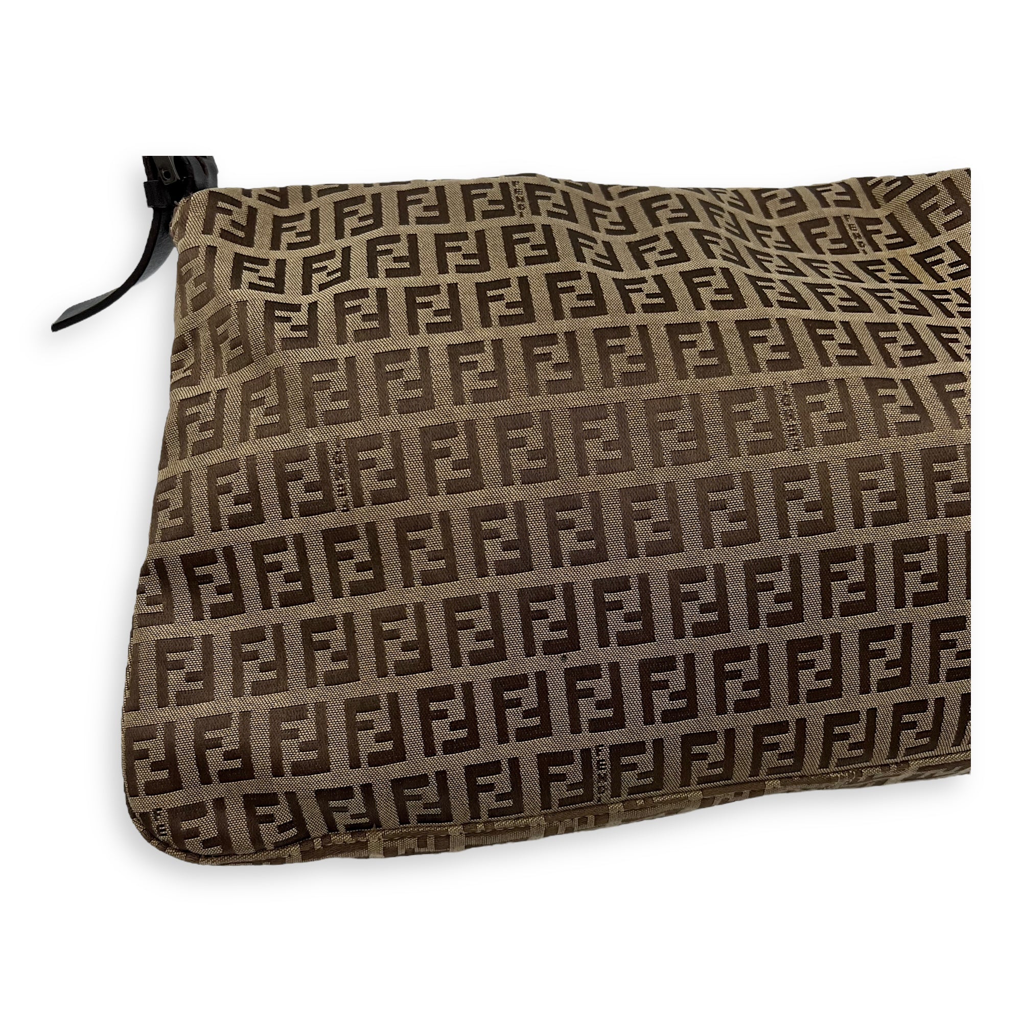 Fendi Baguette Shoulder Bag Brown in Jacquard, Silver hardware_13