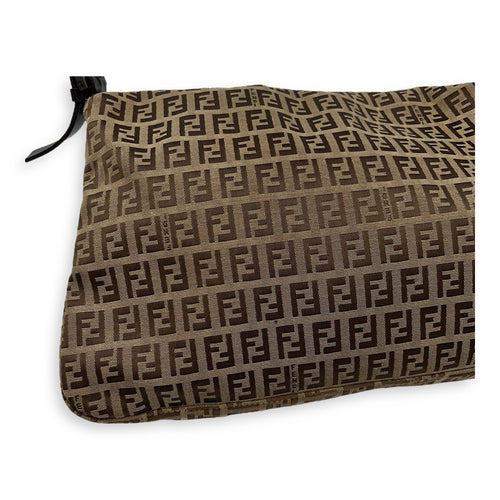 Fendi Baguette Shoulder Bag Brown in Jacquard, Silver hardware_13