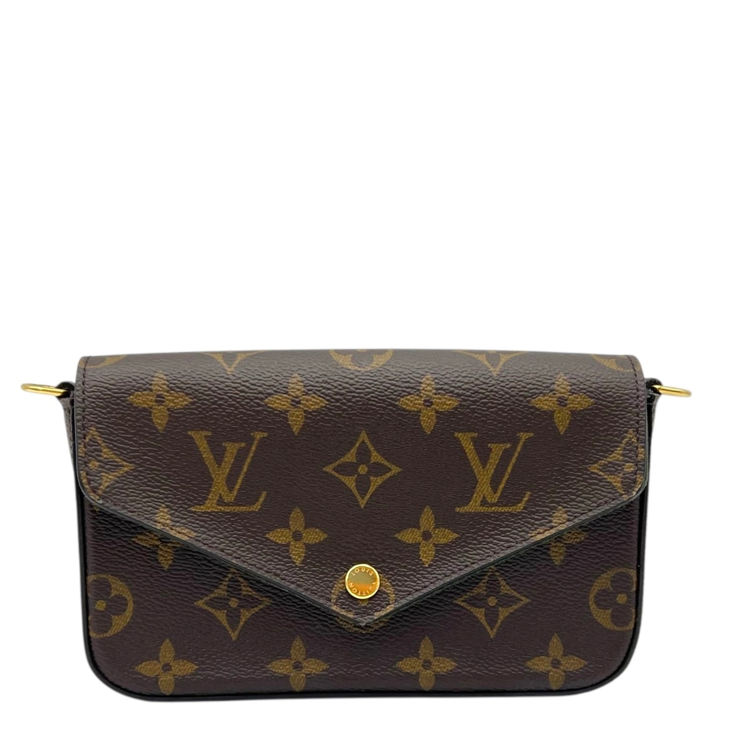 Louis Vuitton Felicie Strap and Go Wallet On Chain Brown in Monogram Coated Canvas, Gold hardware_1