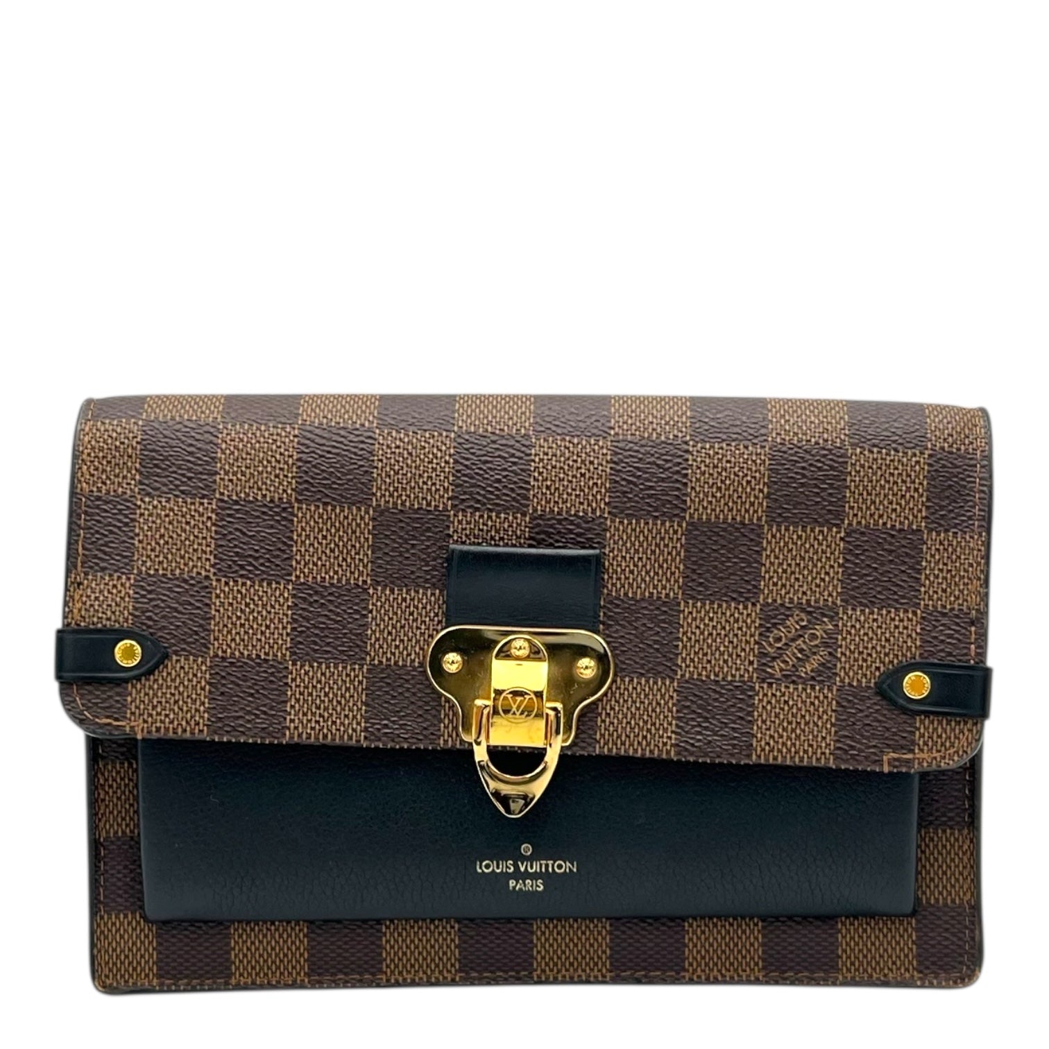 Louis Vuitton Vavin Wallet On Chain Damier Ebene in Coated Canvas, Gold hardware_1