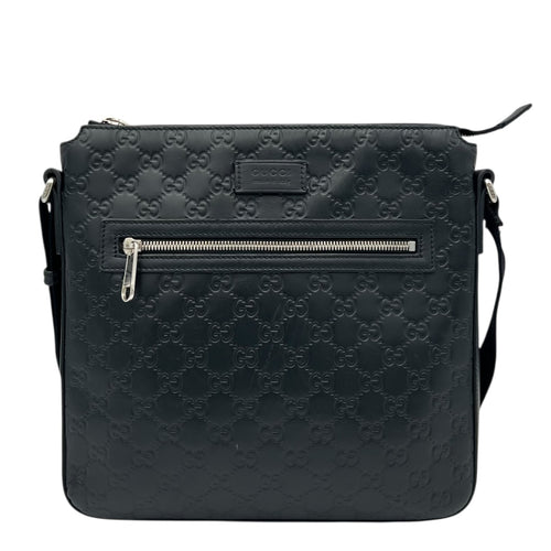 Gucci Guccissima Crossbody Bag Black in Calfskin, Silver hardware_1