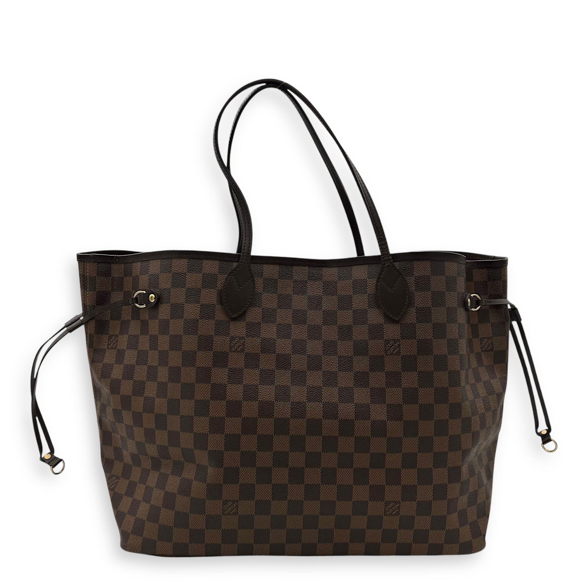 Louis Vuitton Neverfull Tote Bag Damier Ebene in Coated Canvas, Gold hardware_1