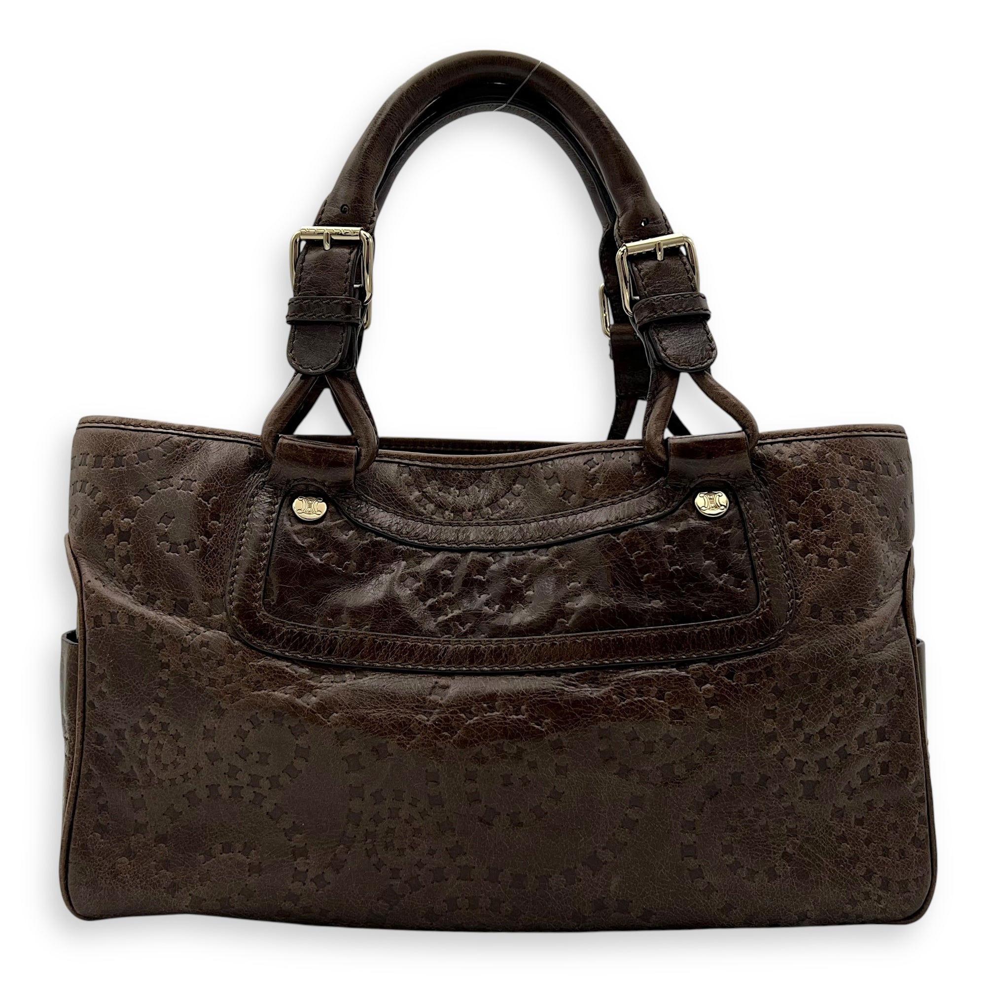 Celine Boogie Top Handle Bag Brown in Calfskin, Gold hardware_1
