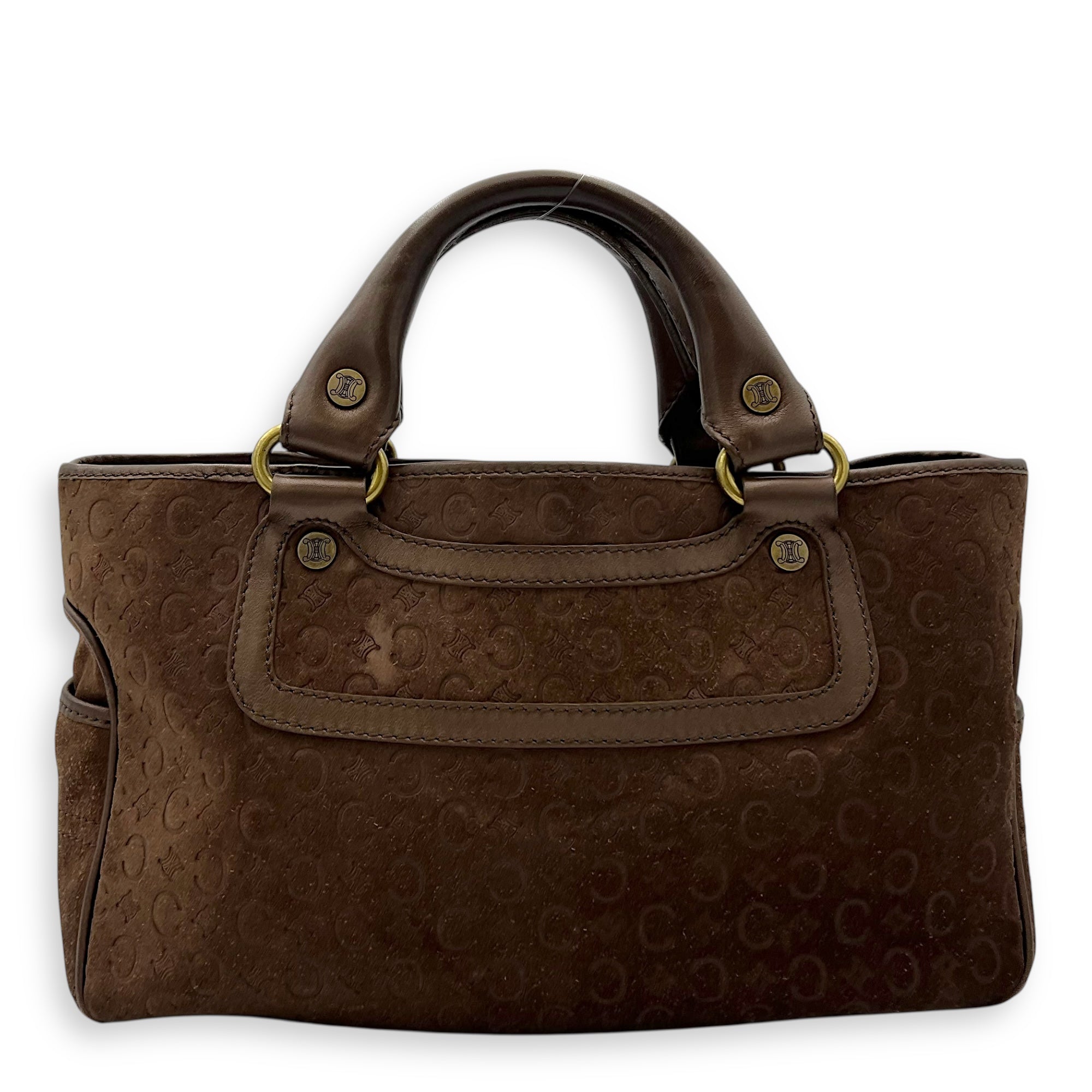 Celine Boogie Top Handle Bag Brown in Suede Leather, Gold hardware_1