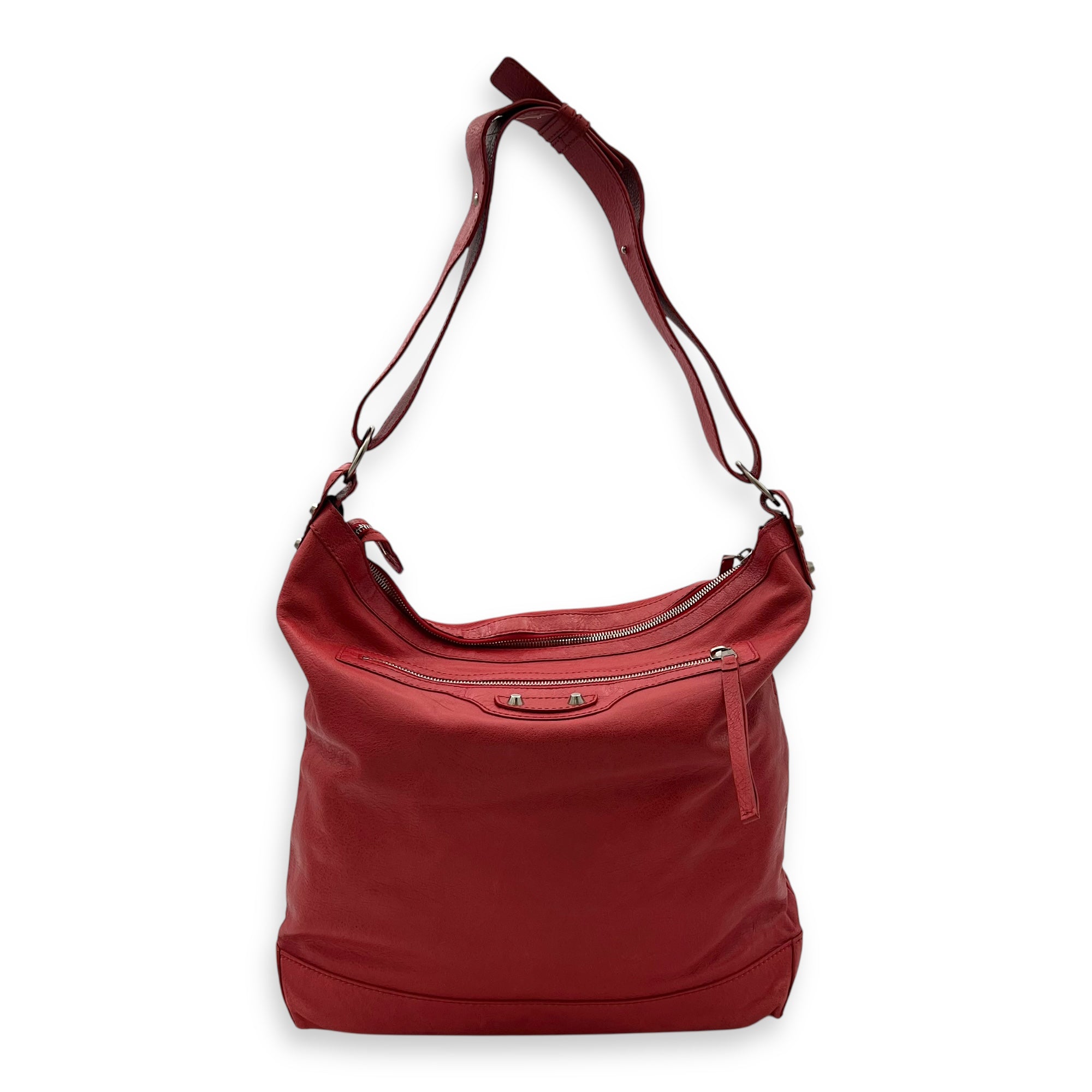 Balenciaga Vara Shoulder Bag Red in Distressed Leather, Silver hardware_1