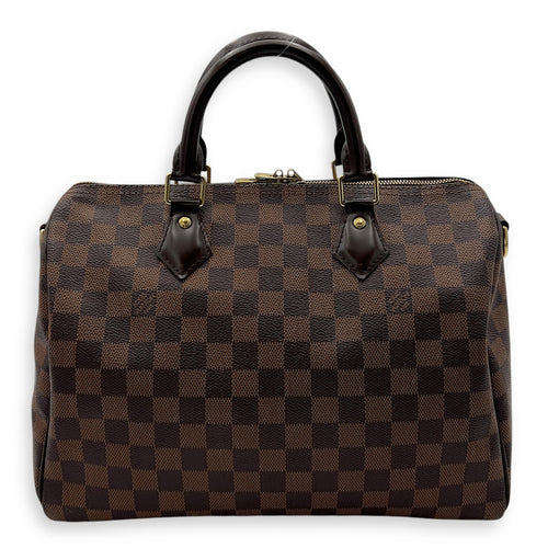 Louis Vuitton Speedy Bandouliere Top Handle Bag 30 Damier in Coated Canvas, Gold hardware_1
