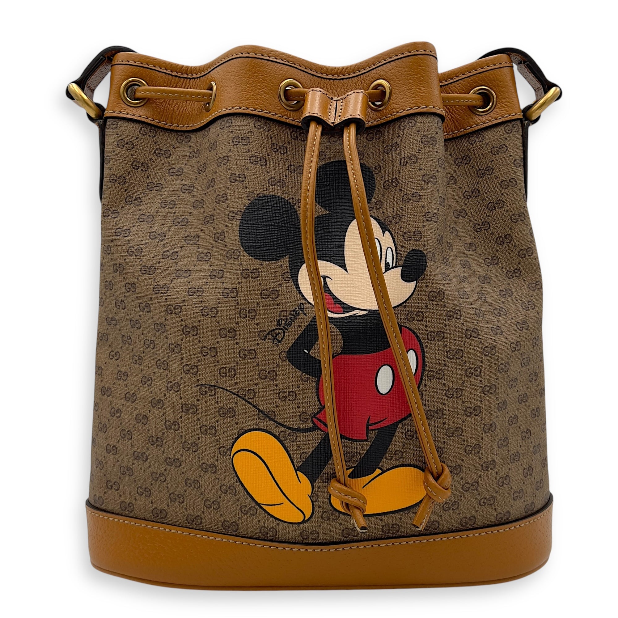 Gucci Disney Bucket Bag Brown in Coated Canvas, Gold hardware_1