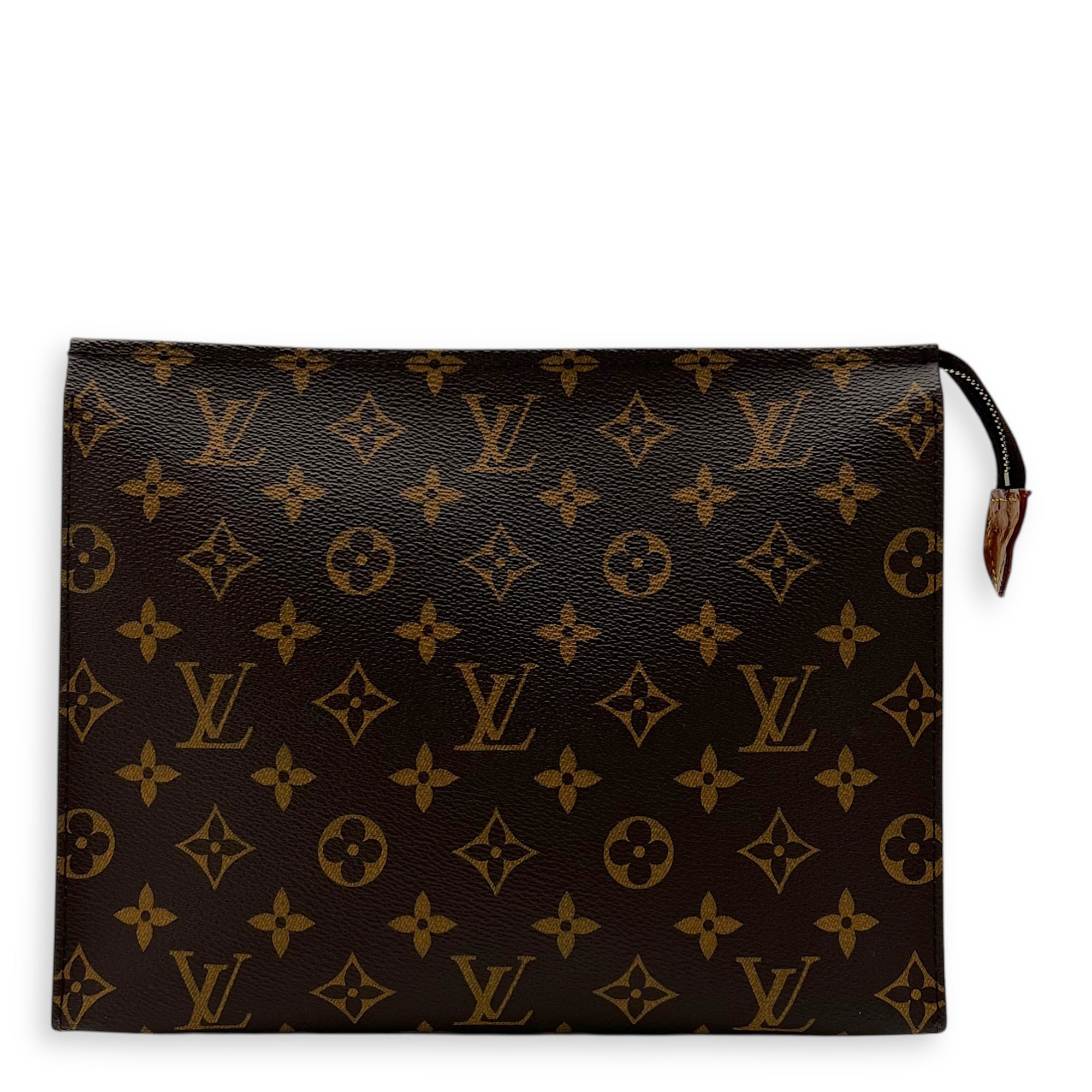 Louis Vuitton Pochette Toilette Brown Clutch in Coated Canvas, Gold hardware_1
