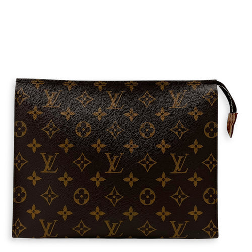 Louis Vuitton Pochette Toilette Brown Clutch in Coated Canvas, Gold hardware_1