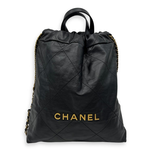Chanel Chanel 22 Black Backpack in Calfskin, Gold hardware_1