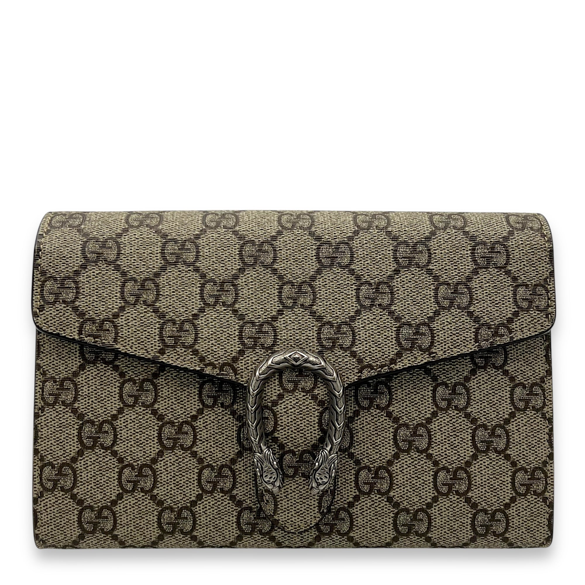 Gucci Dionysus Wallet On Chain Beige in Coated Canvas, Silver hardware_1