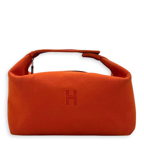 Hermès bride a brac GM Orange Pouch in Canvas, Silver hardware_1