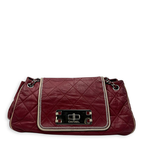 Chanel Vintage Shoulder Bag Red in Calfskin, Silver hardware_1