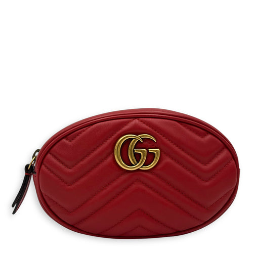 Gucci GG Marmont Belt Bag Red in Calfskin, Gold hardware_1