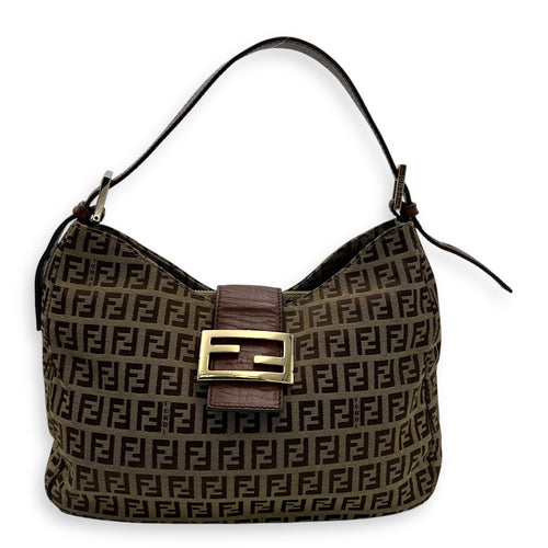 Fendi Vintage FF Shoulder Bag Brown in Jacquard, Gold hardware_1