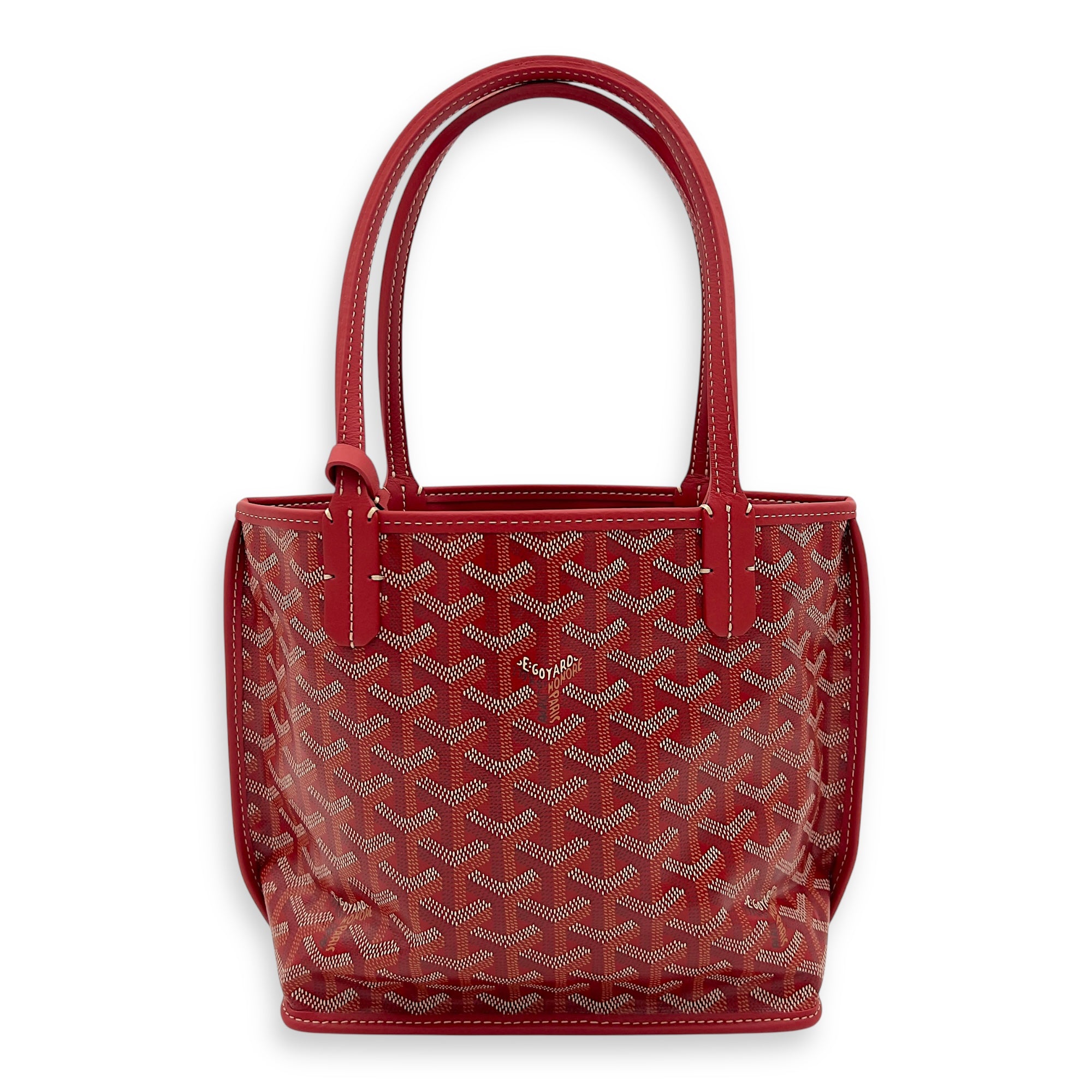 Goyard Anjou Tote Bag Mini Red in Coated Canvas, Silver hardware_1