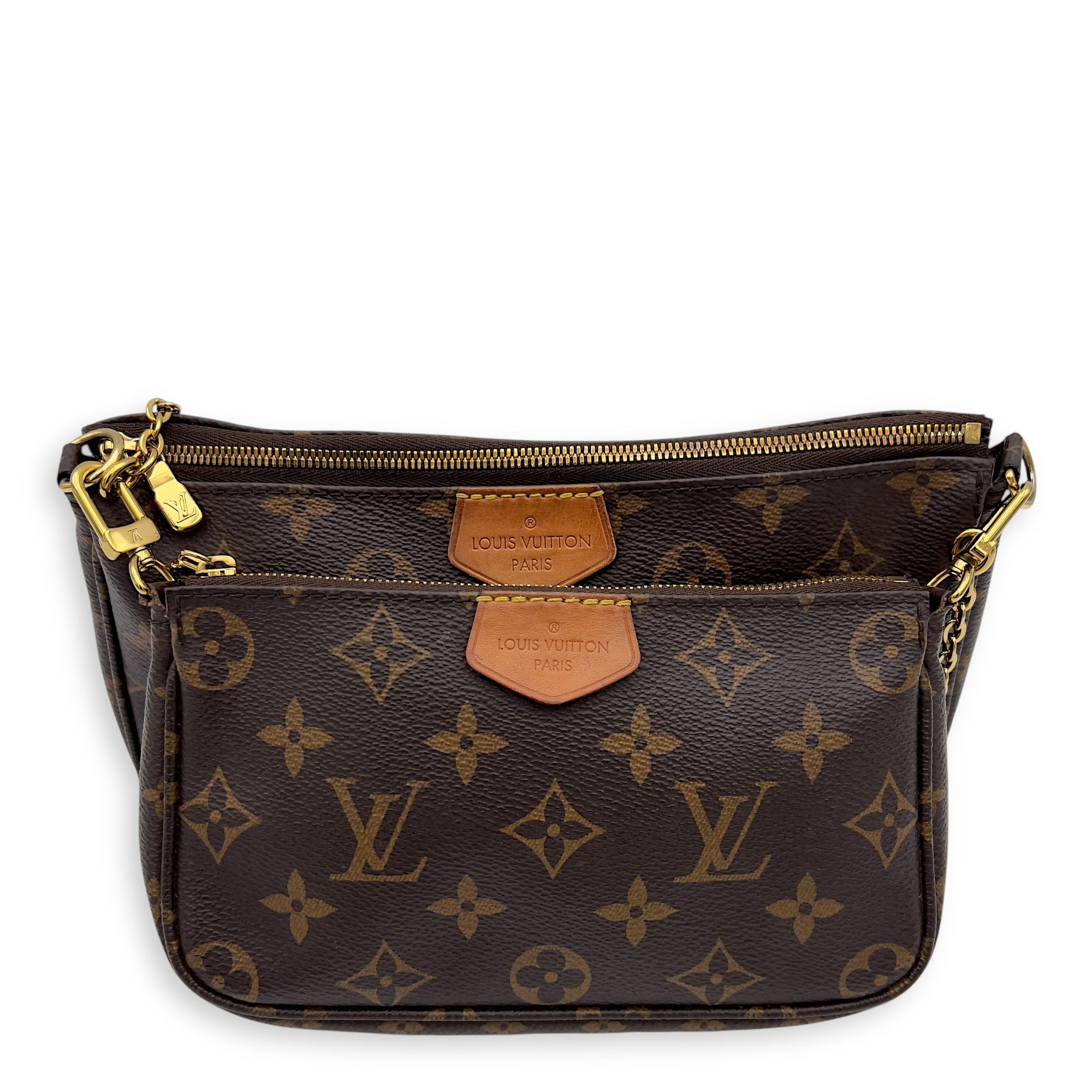 Louis Vuitton Multi-Pochette Accessoires Shoulder Bag Brown in Monogram Coated Canvas, Gold hardware_1