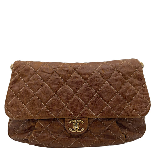 Chanel CC Shoulder Bag Brown in Calfskin, Gold hardware_1