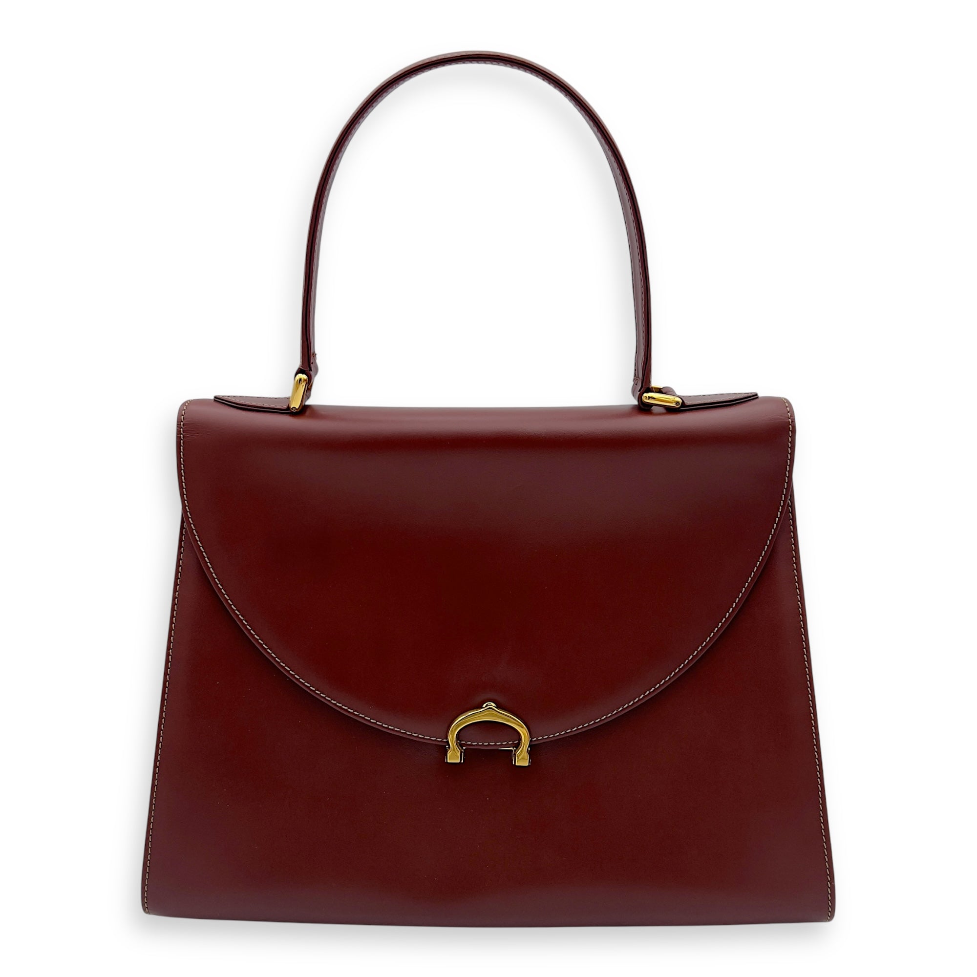 Cartier Vintage Top Handle Bag Red in Calfskin, Gold hardware_1