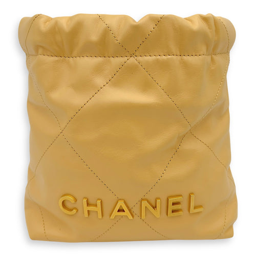 Chanel 22 Tote Shoulder Bag Mini Beige in Lambskin, Gold hardware_1