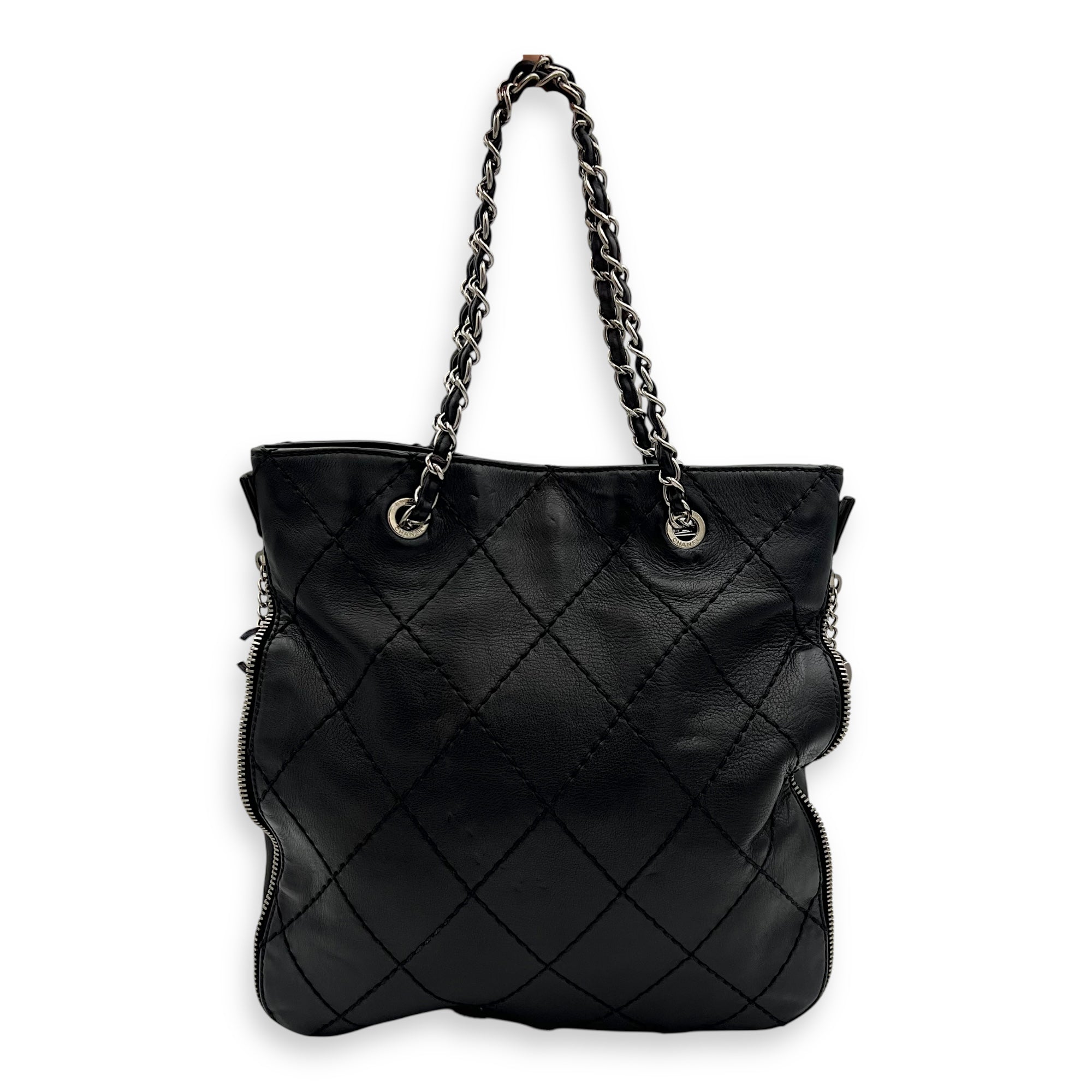 Chanel Wild Stitch Tote Bag Black in Calfskin, Silver hardware_1