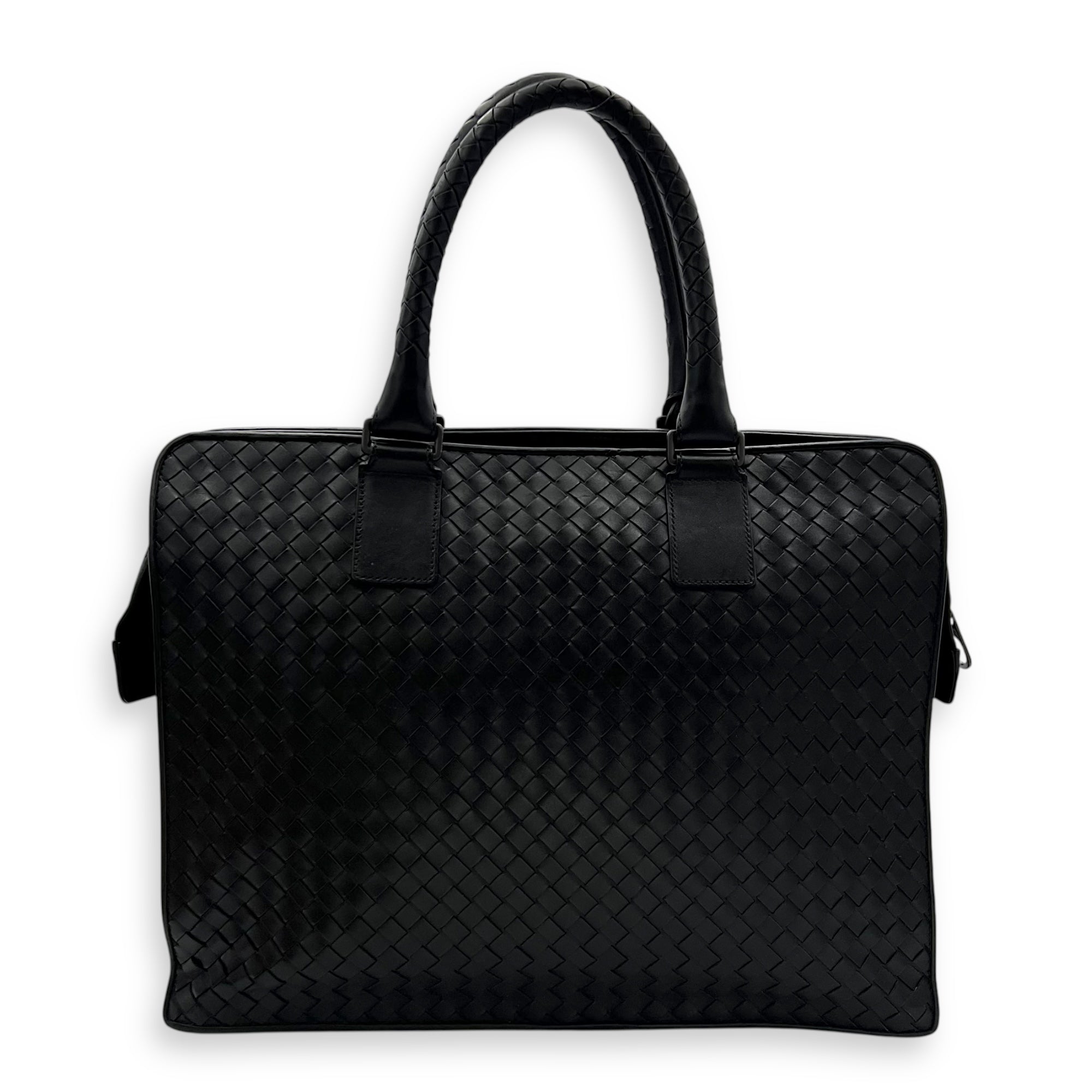 Bottega Veneta Vintage Top Handle Bag Black in Calfskin, Ruthenium hardware_1