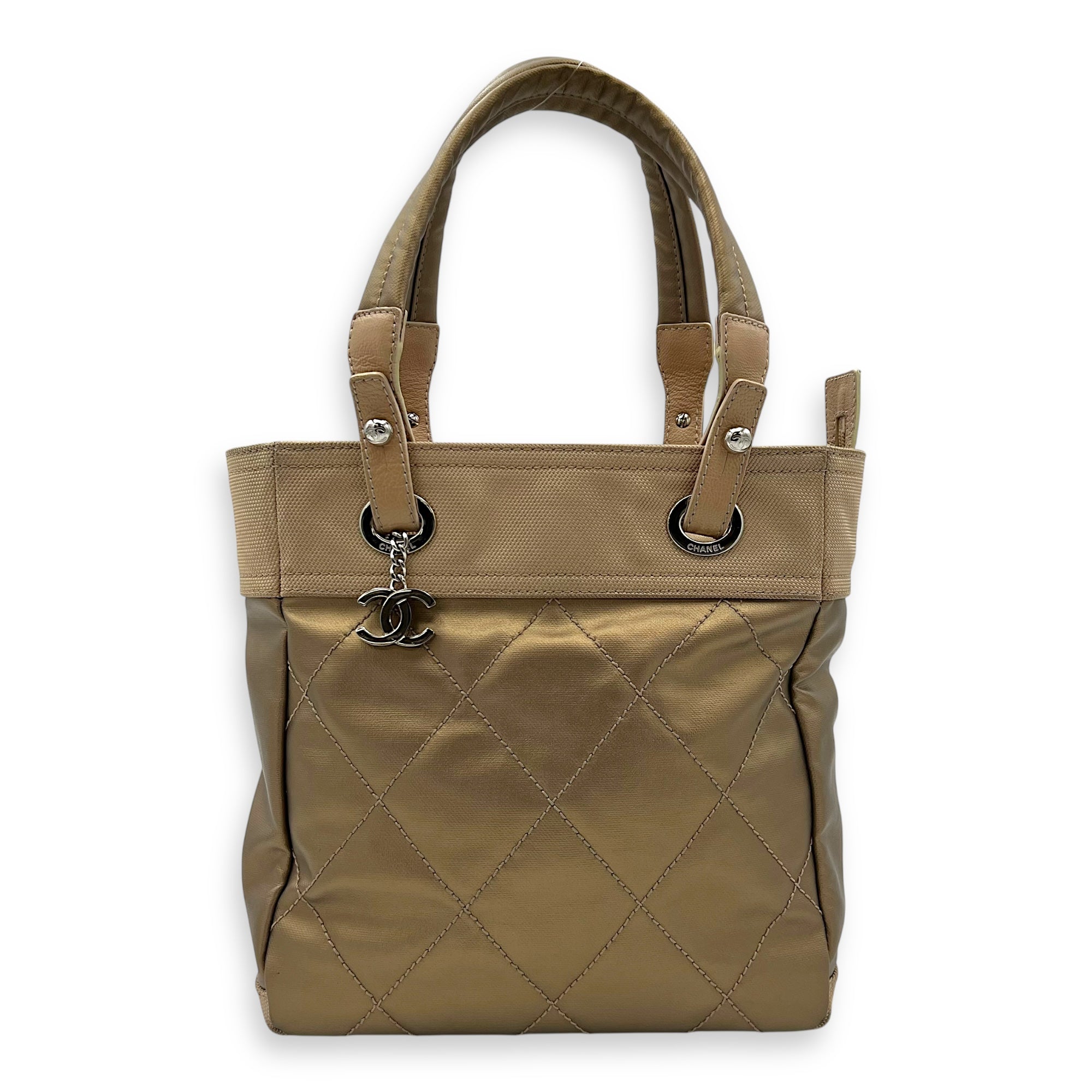 Chanel Biarritz Tote Bag Gold in Calfskin, Silver hardware_1