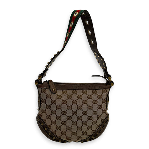 Gucci GG Top Handle Bag Brown in Canvas, Gold hardware_1