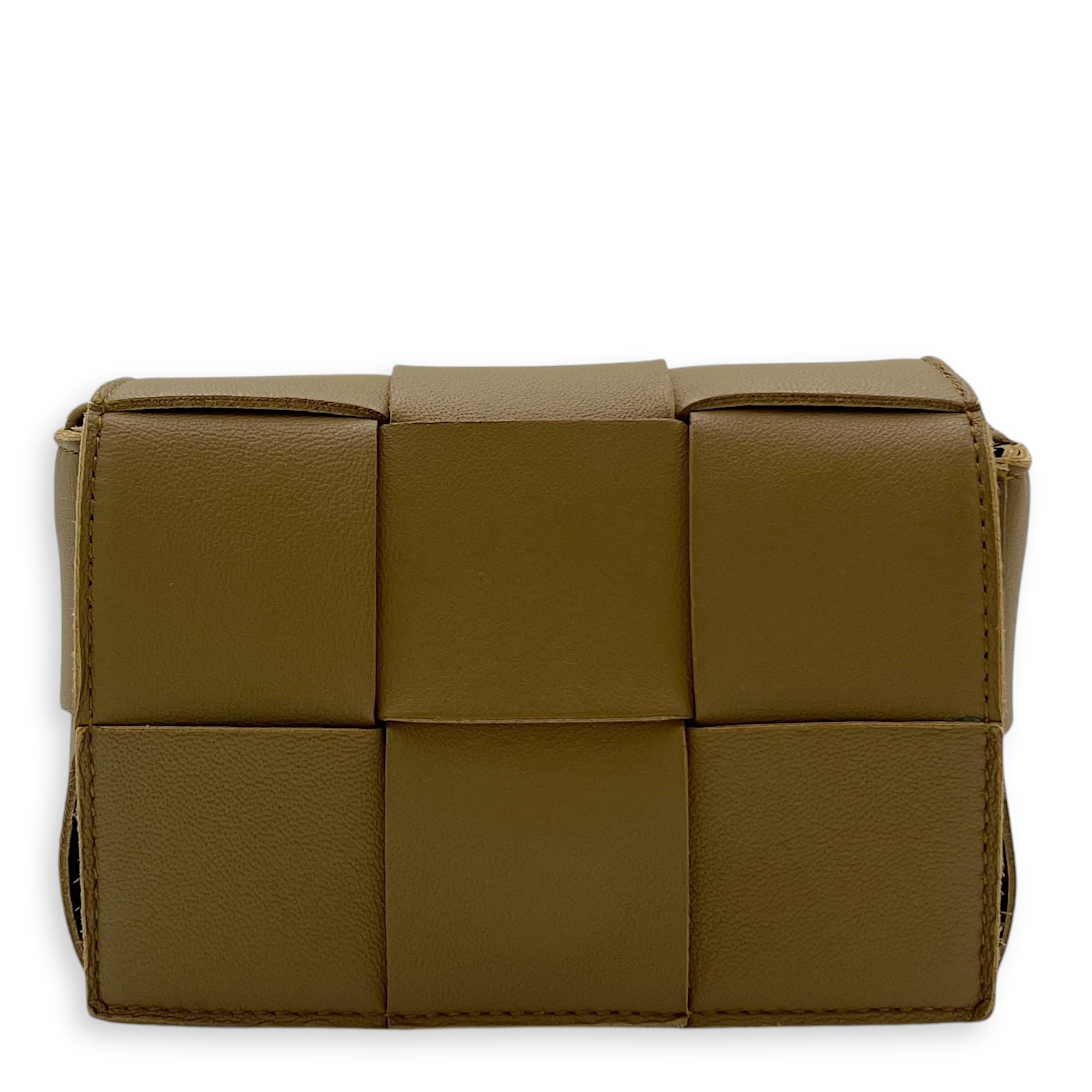 Bottega Veneta Intrecciato Crossbody Bag Mini Brown in Calfskin, Gold hardware_1