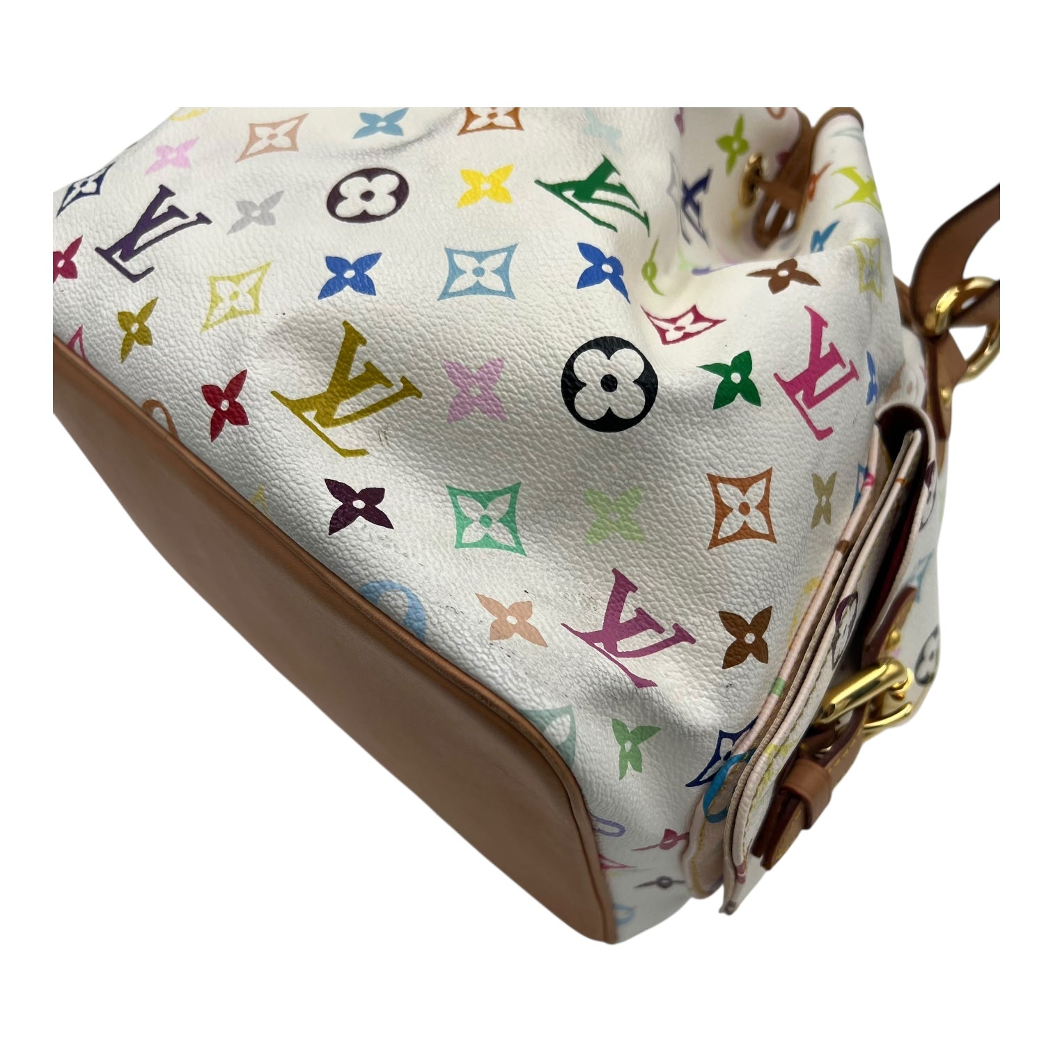 Louis Vuitton Noe Multicolor x Takashi Murakami Bucket Bag in Monogram Coated Canvas, Gold hardware_13