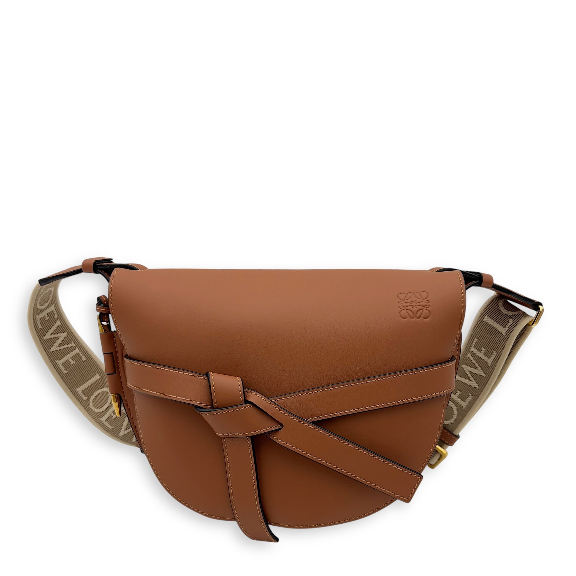 Loewe Gate Crossbody Bag Medium Brown in Calfskin, Gold hardware_1