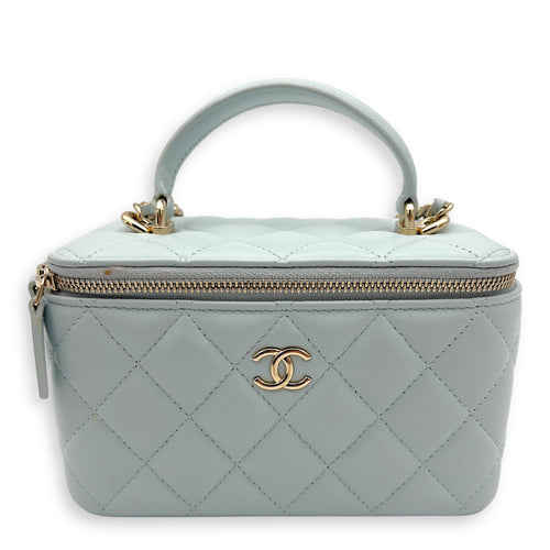 Chanel Vanity Crossbody Bag Blue in Lambskin, Gold hardware_1