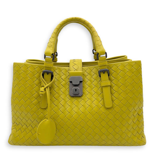 Bottega Veneta Roma Top Handle Bag Green in Calfskin, Ruthenium hardware_1