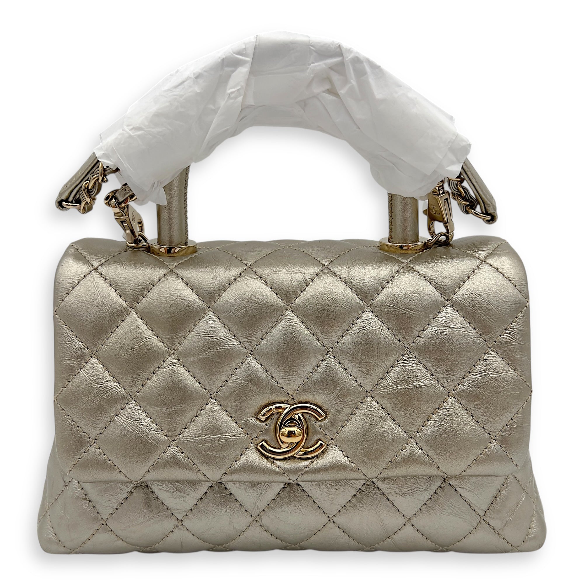 Chanel Coco Small Gold Top Handle Bag in Calfskin, Gold hardware_1