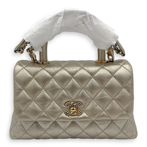 Chanel Coco Small Gold Top Handle Bag in Calfskin, Gold hardware_1