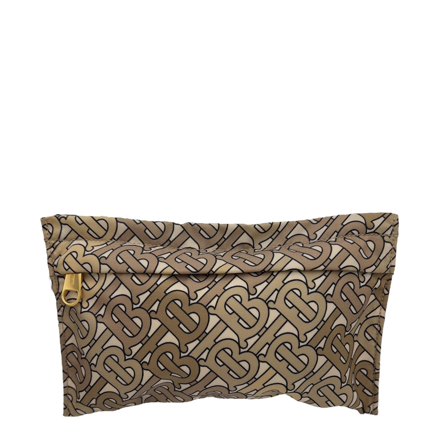 Balenciaga TB Logo Pouch Brown in Canvas, Gold hardware_1