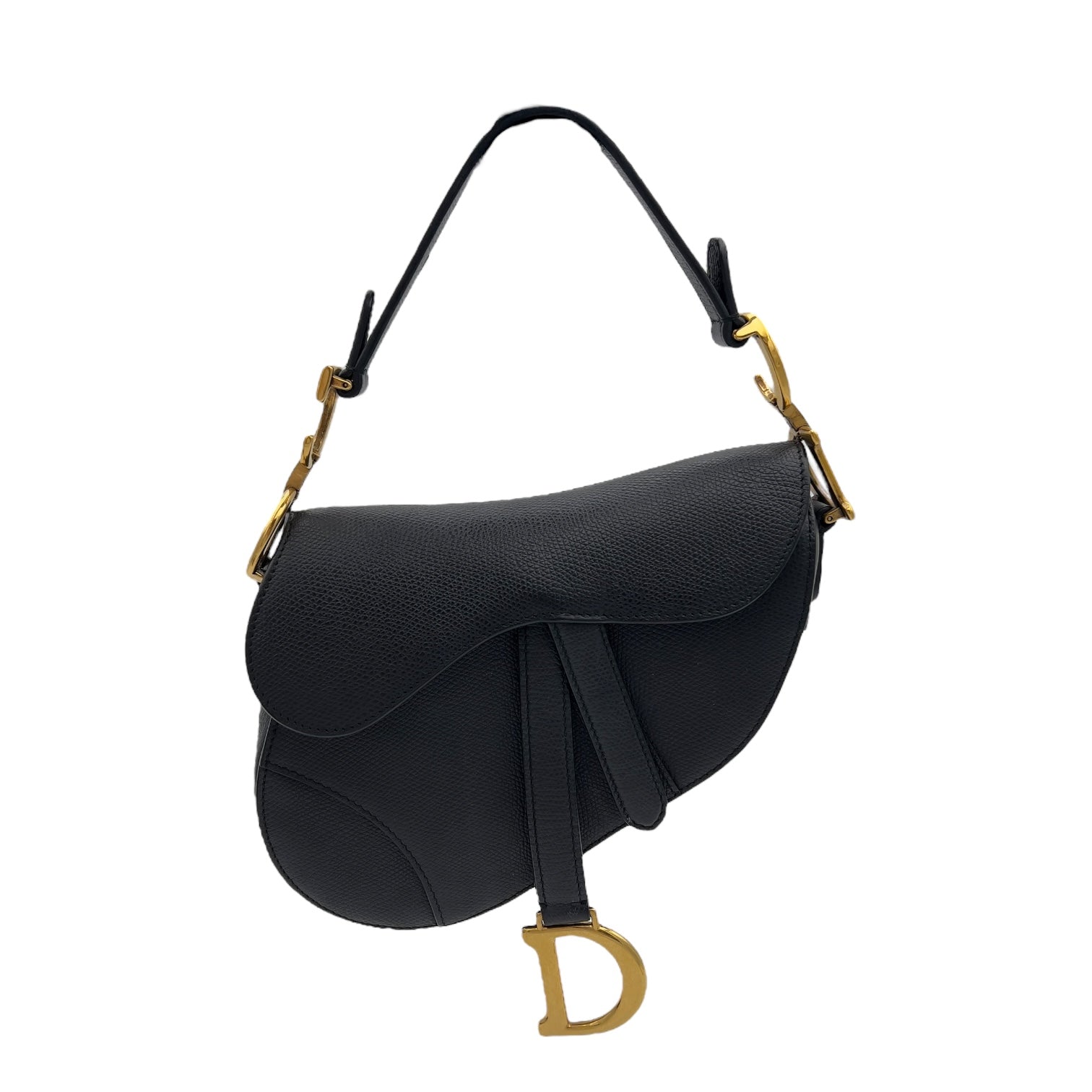 Christian Dior Saddle with Strap Mini Black Crossbody Bag in Calfskin, Brushed Gold hardware_1