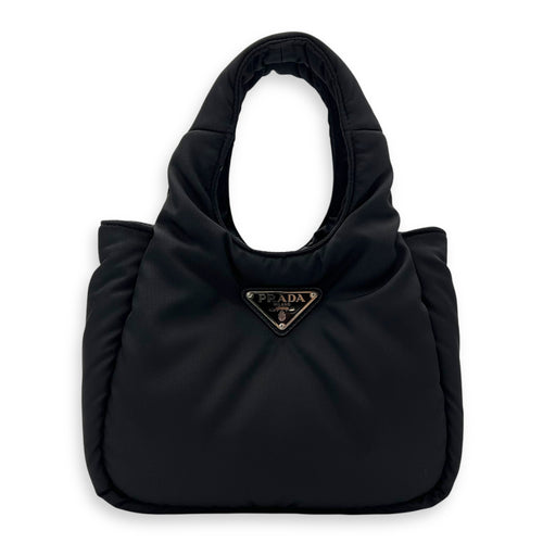 Prada Re-Nylon Padded Black Top Handle Bag in Nylon, Silver hardware_1