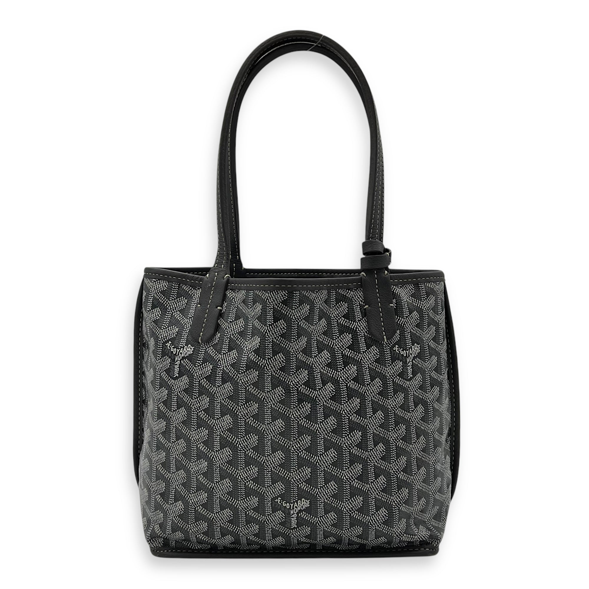 Goyard Anjou Mini Grey Tote Bag in Coated Canvas, Silver hardware_1
