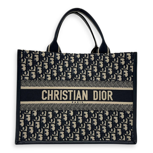 Christian Dior Book Tote Top Handle Bag Medium Blue in Canvas, Gold hardware_1