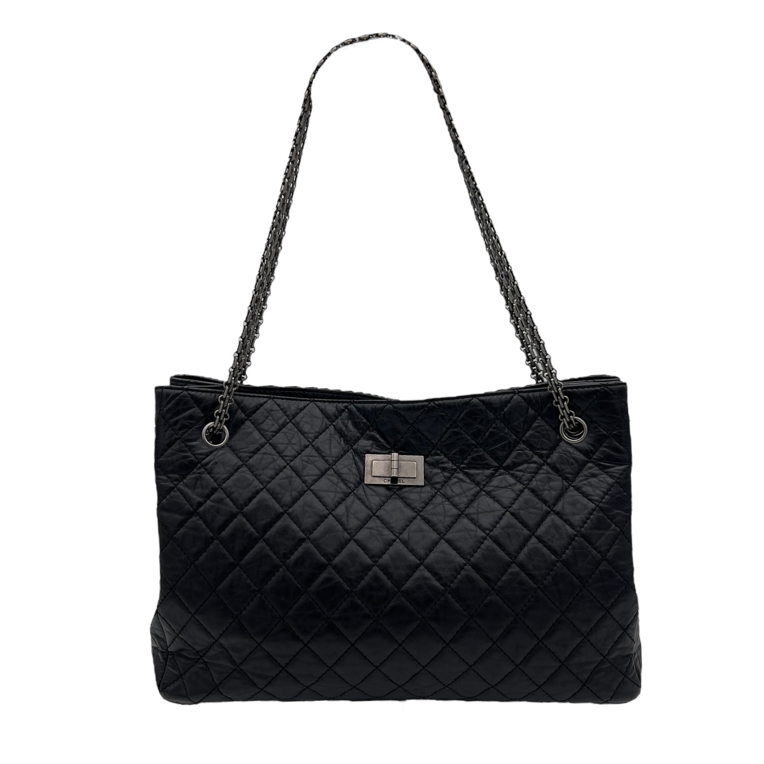 Chanel 2.55 Shoulder Bag Black in Calfskin, Ruthenium hardware_1