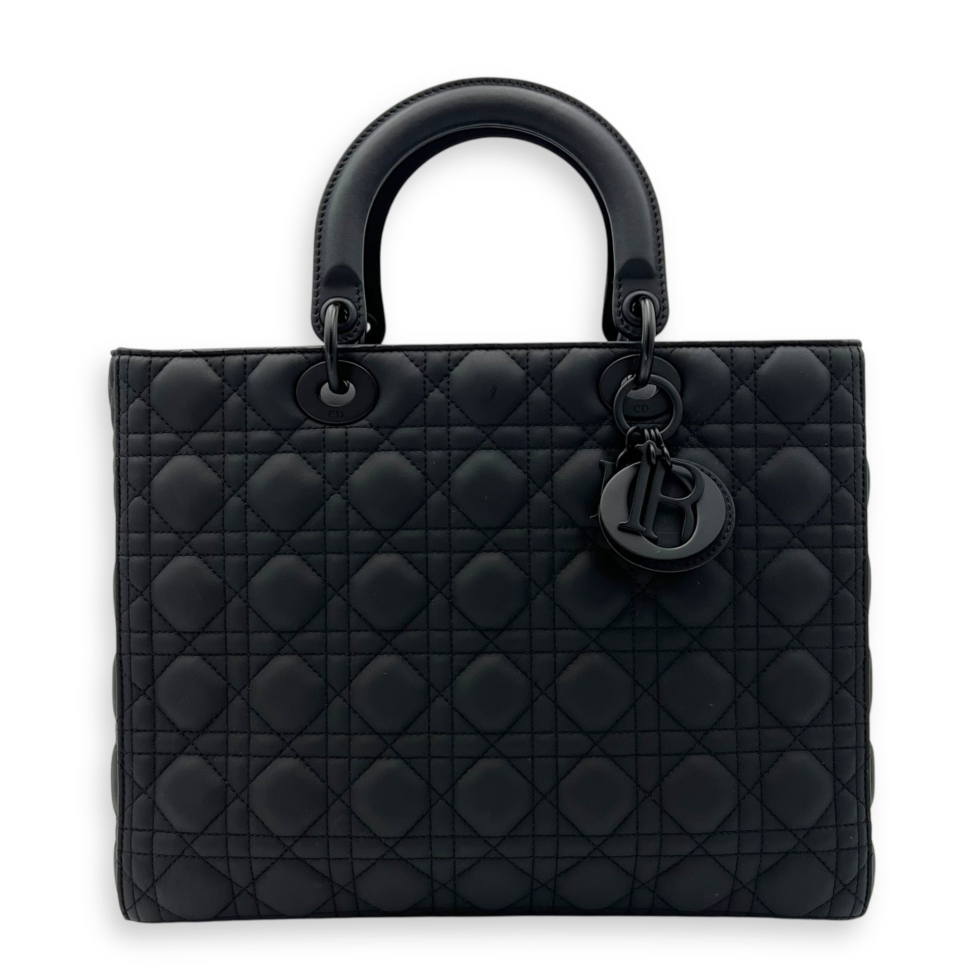 Christian Dior Lady Dior Top Handle Bag Large Ultramatte in Lambskin, Lacquered Metal hardware_1