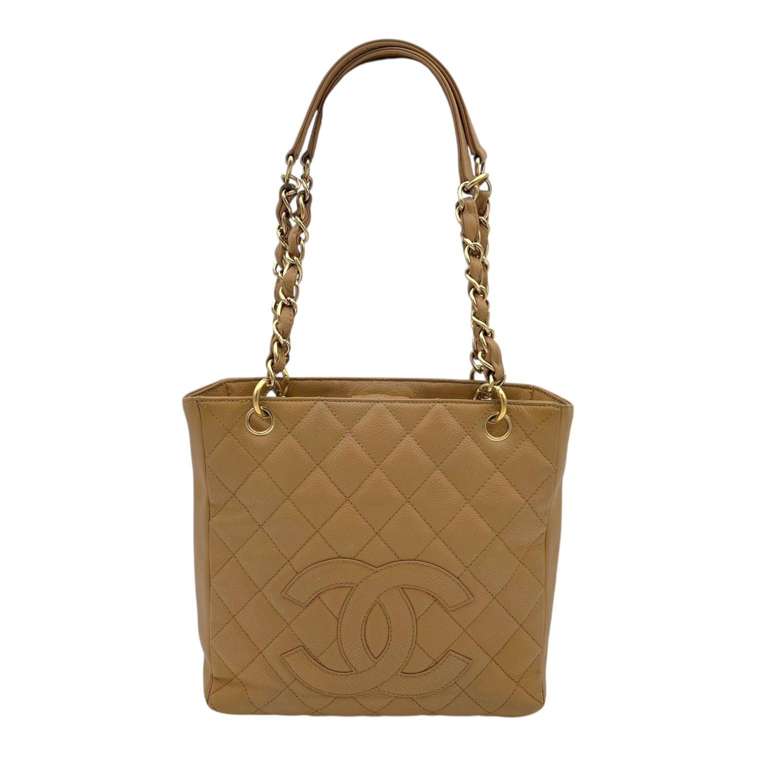 Chanel PST Shoulder Bag Beige in Caviar Leather, Gold hardware_1