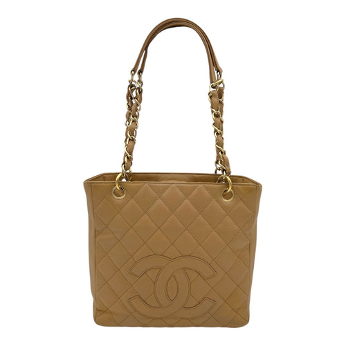 Chanel PST Shoulder Bag Beige in Caviar Leather, Gold hardware_1