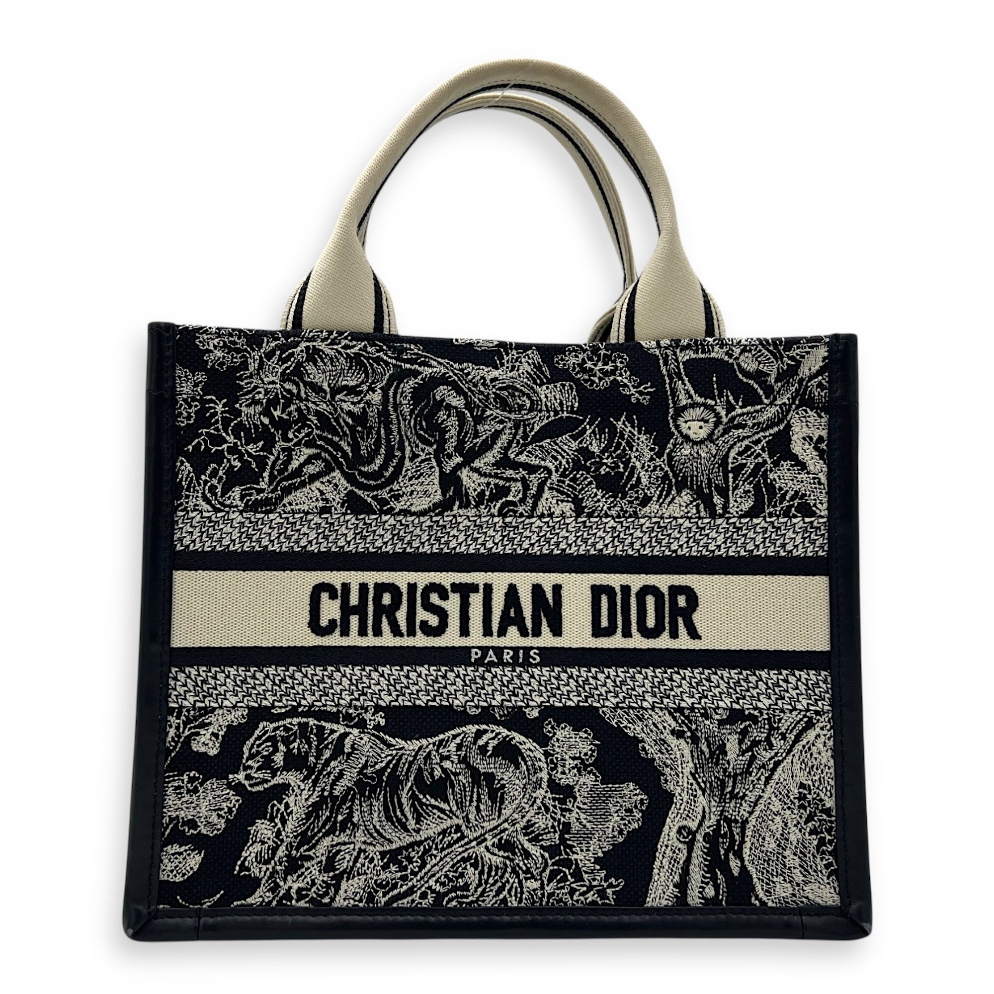 Christian Dior Book Tote Top Handle Bag Small Blue in Canvas, Gold hardware_1