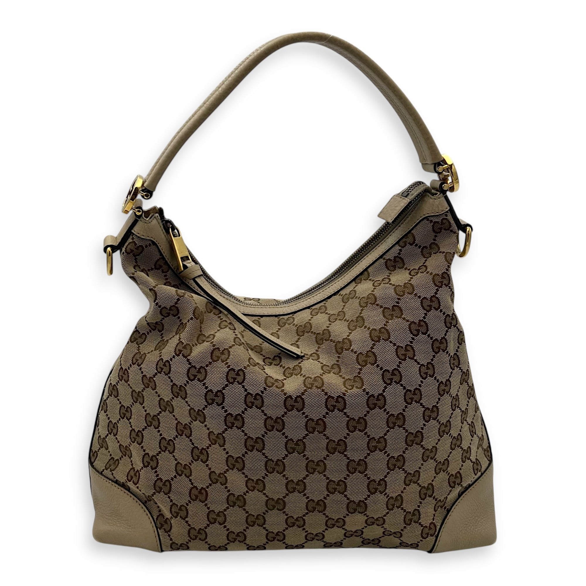 Gucci GG Shoulder Bag Beige in Canvas, Gold hardware_1