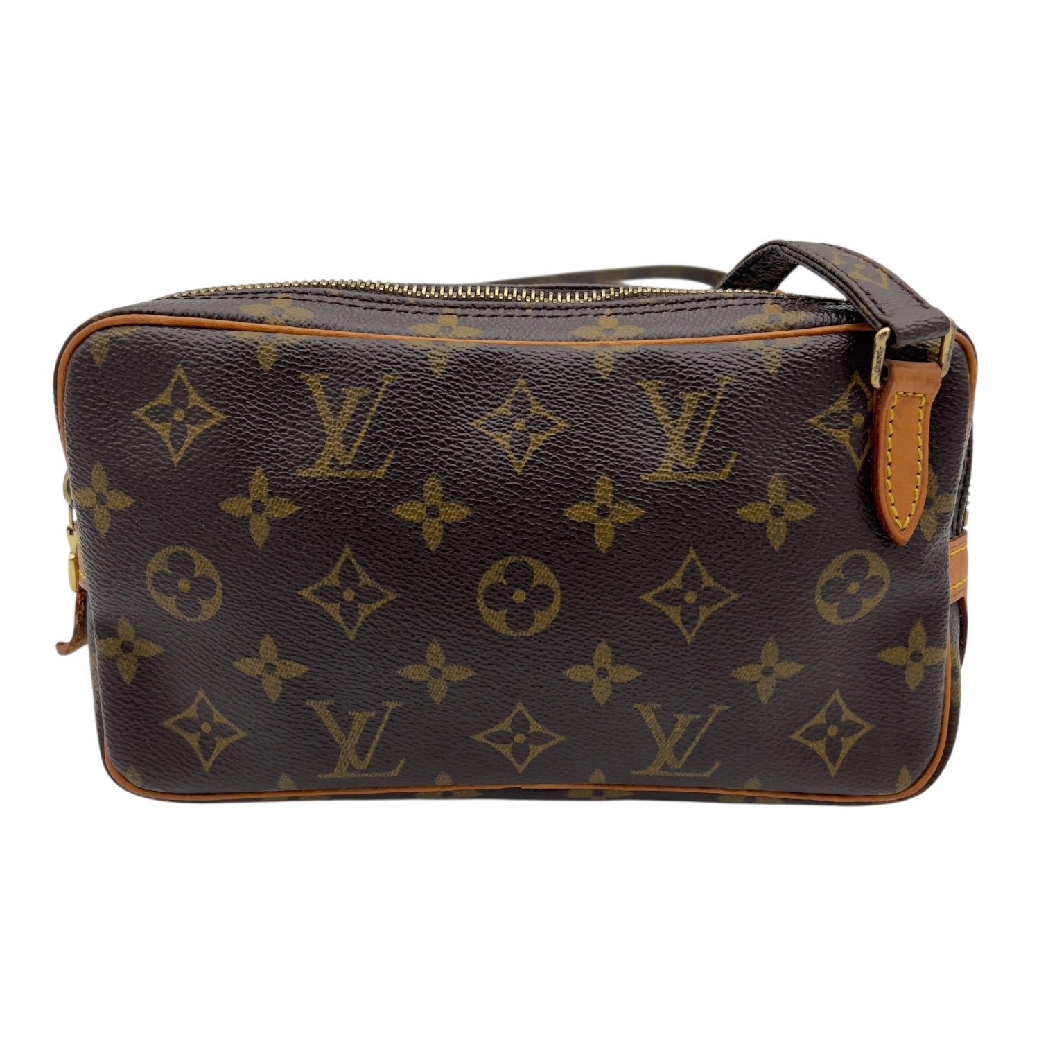 Louis Vuitton Marly Crossbody Bag Brown in Monogram Coated Canvas, Gold hardware_1