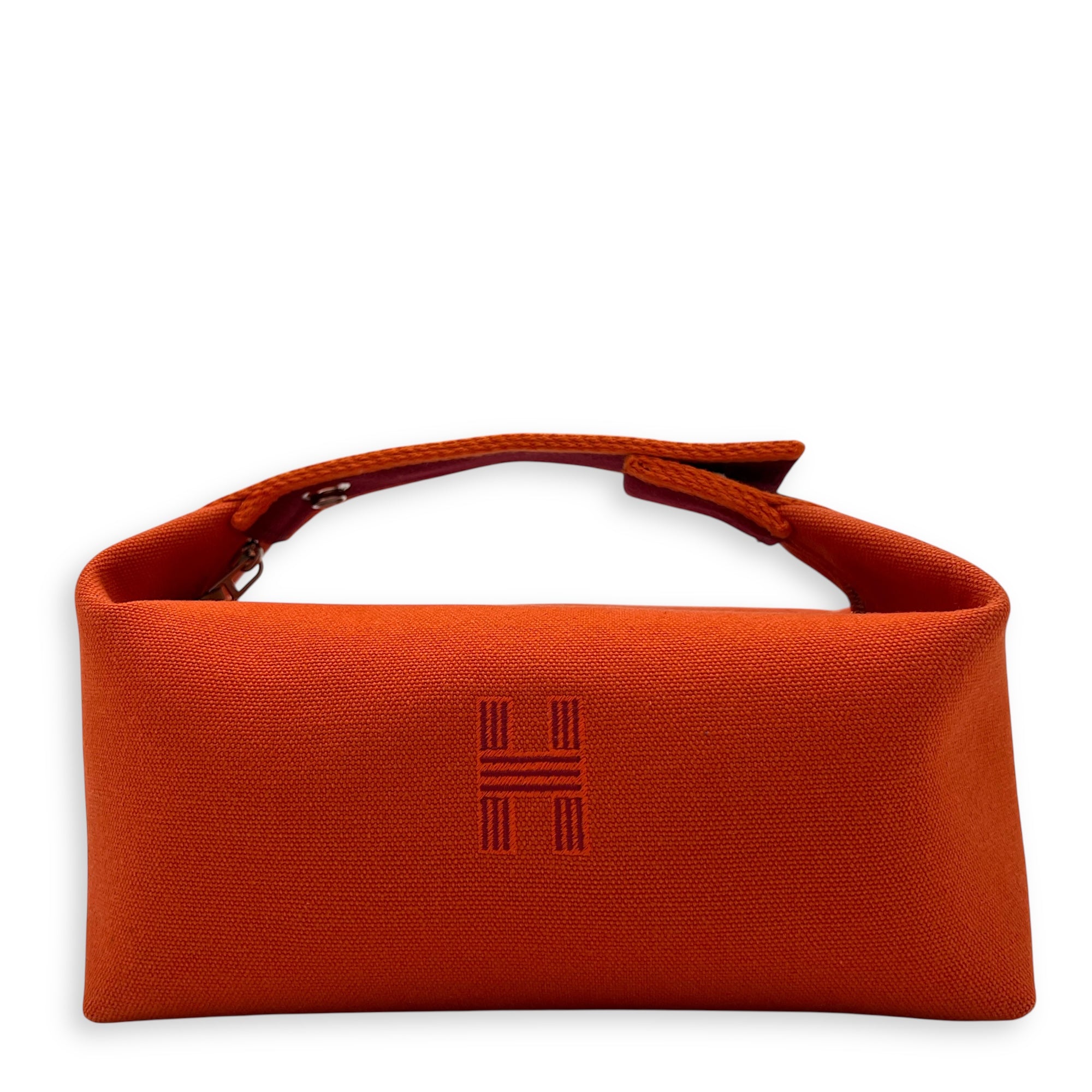 Hermès Bride a Brac Orange Pouch in Canvas, Silver hardware_1