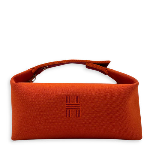 Hermès Bride a Brac Orange Pouch in Canvas, Silver hardware_1